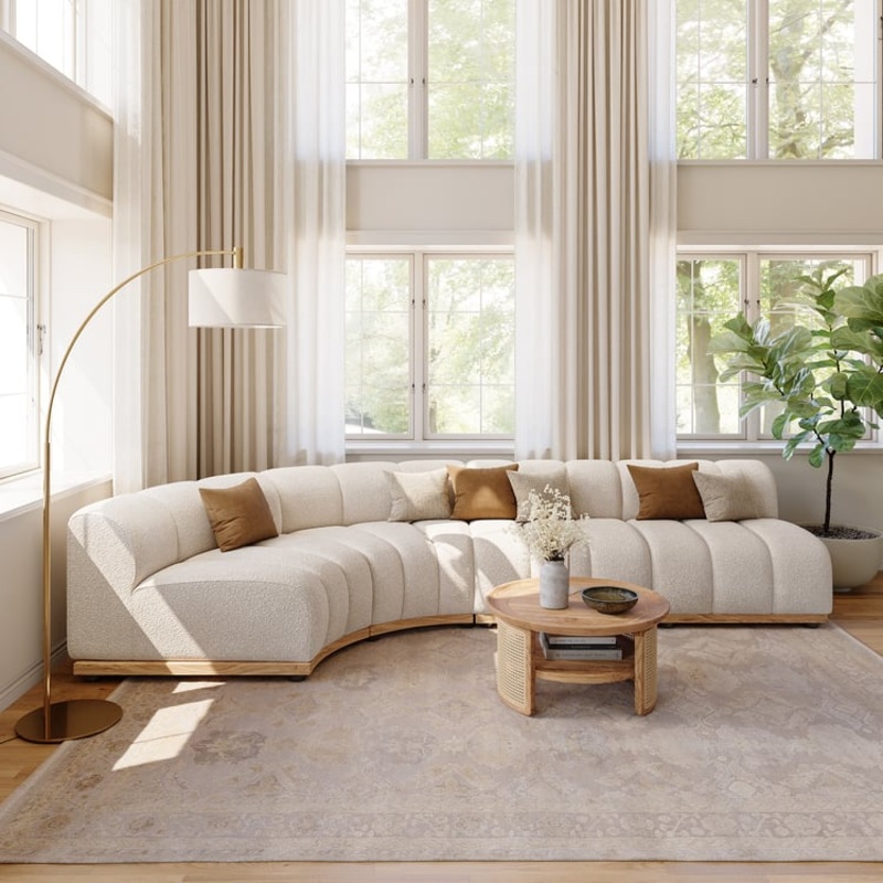 140″ 4-Piece Spill-resistant Performance Boucle Curved Sectional