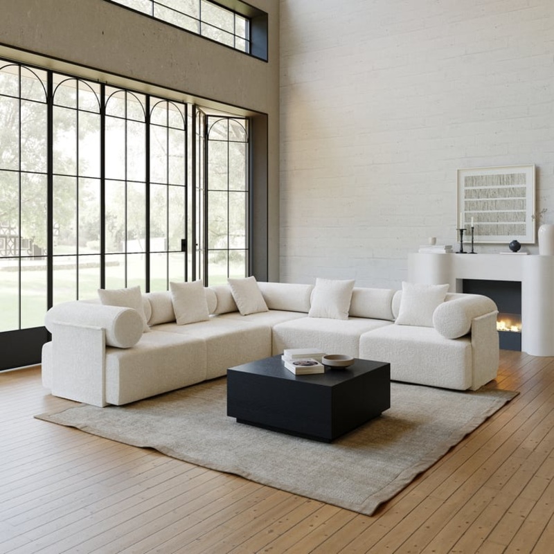 Serene 110″ 5-Piece Modular Boucle L-Shaped Sectional Sofa
