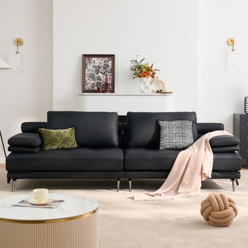 102″ Faux Leather Sleeper Sofa 3-Seater