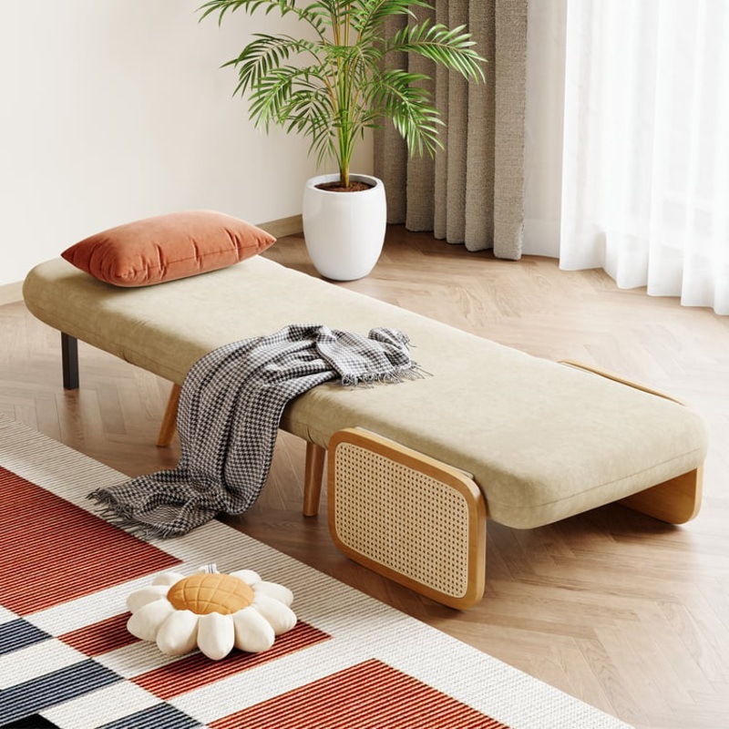 28″ Linen Sleeper Sofa with Tray 2-Seater