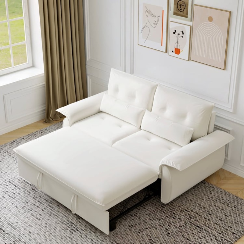 73″ Performance Leather Sofa Bed