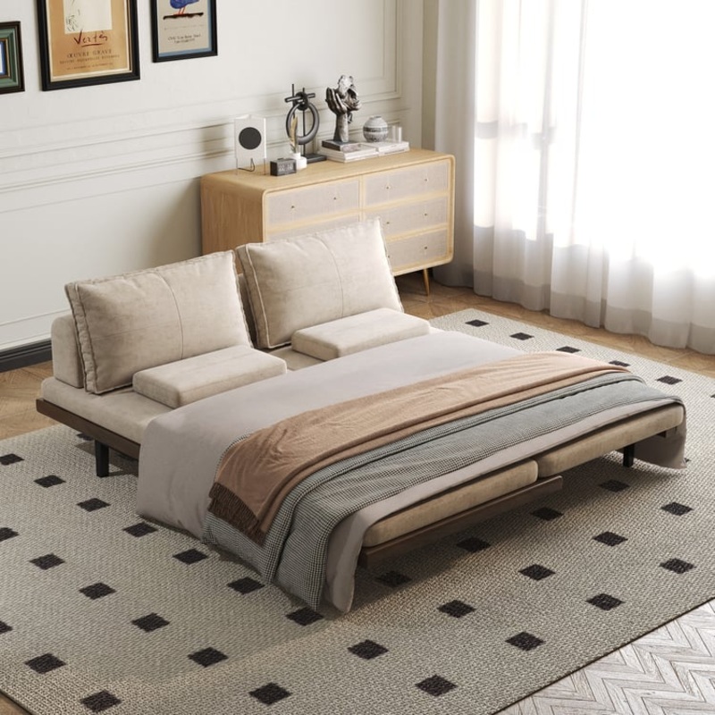 79″ Linen Convertible Futon Sofa Bed 3-Seater