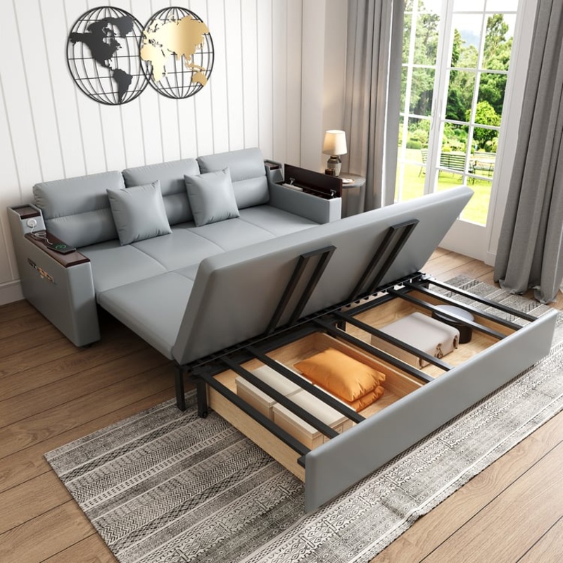 83″ Leath-Aire Sleeper Sofa 3-Seater with USB Port