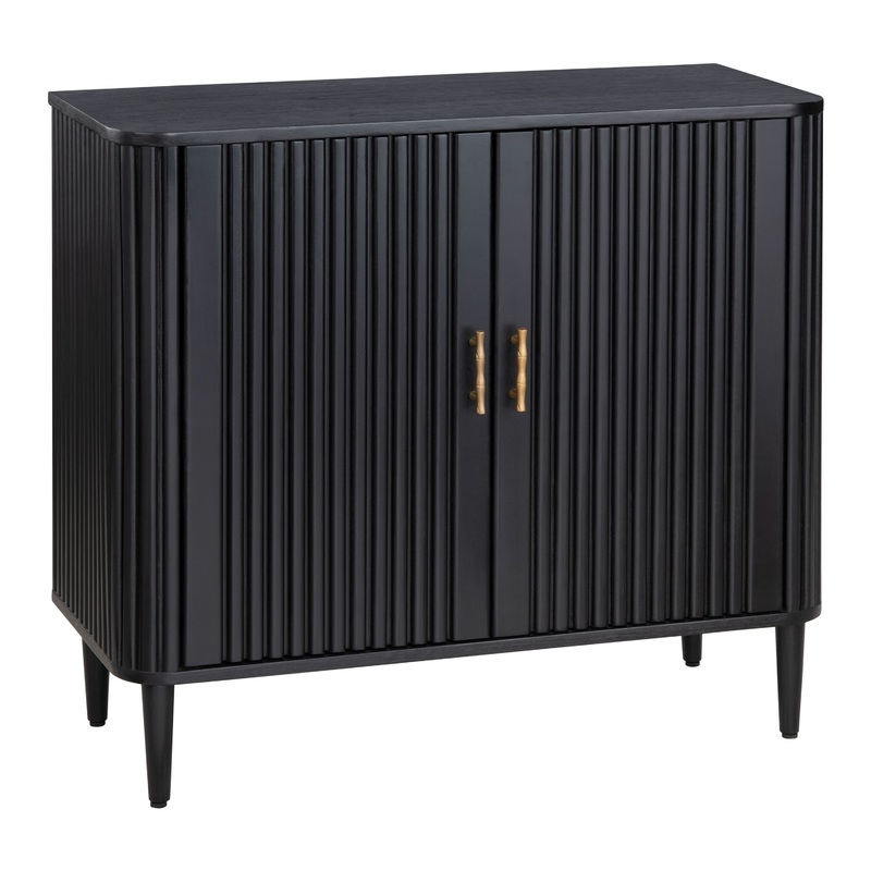 Aldgate Black Wood Fluted Storage Cabinet