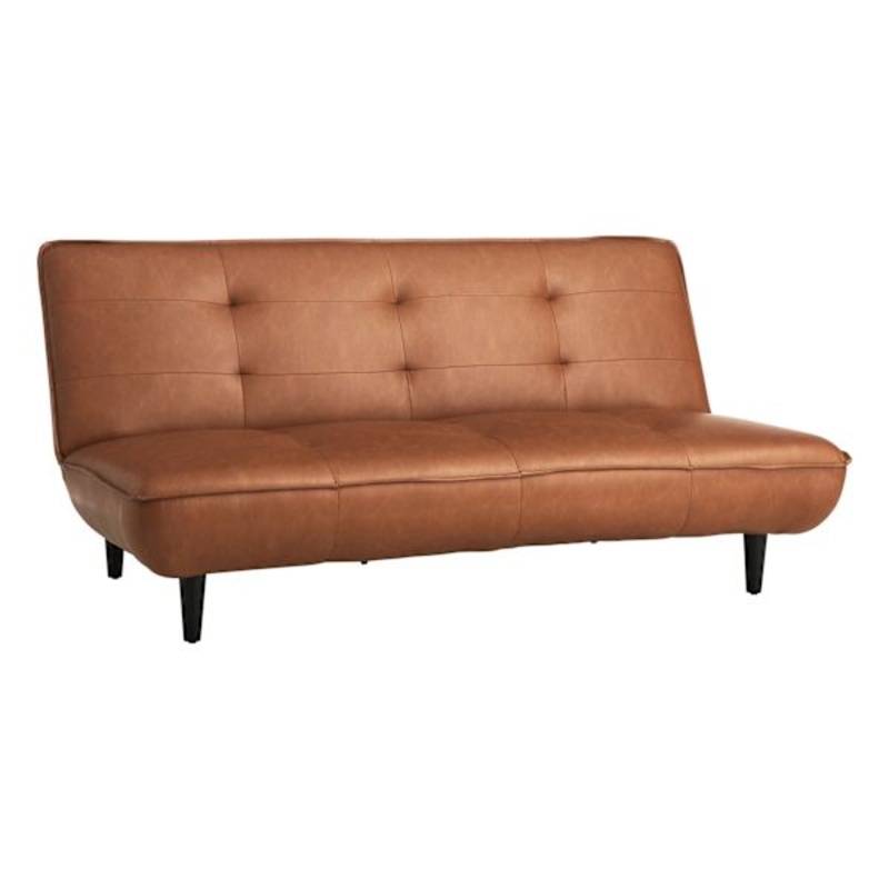Wyatt Push Back Sofa, Cognac Faux Leather