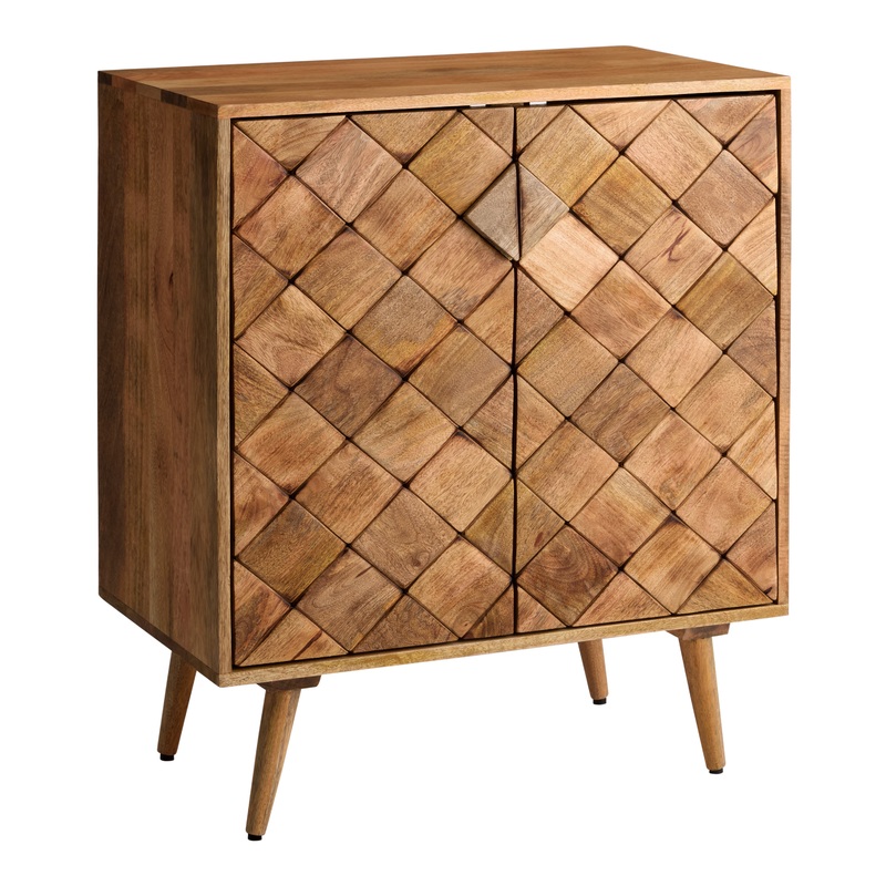 Zahara Tonal Natural Wood Diamond Geo Storage Cabinet