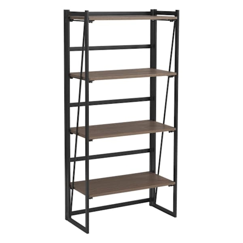4-Tier Dakota Black & Brown Industrial Modern Bookshelf, 49″