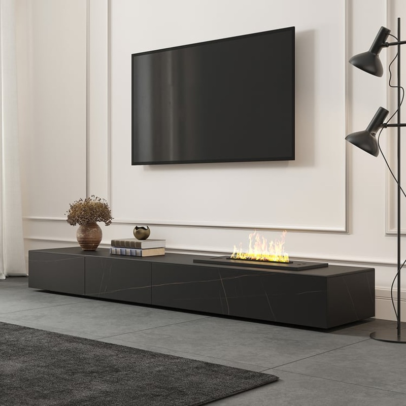 87″ Sintered Stone Electric Fireplace Humidifier TV Stand