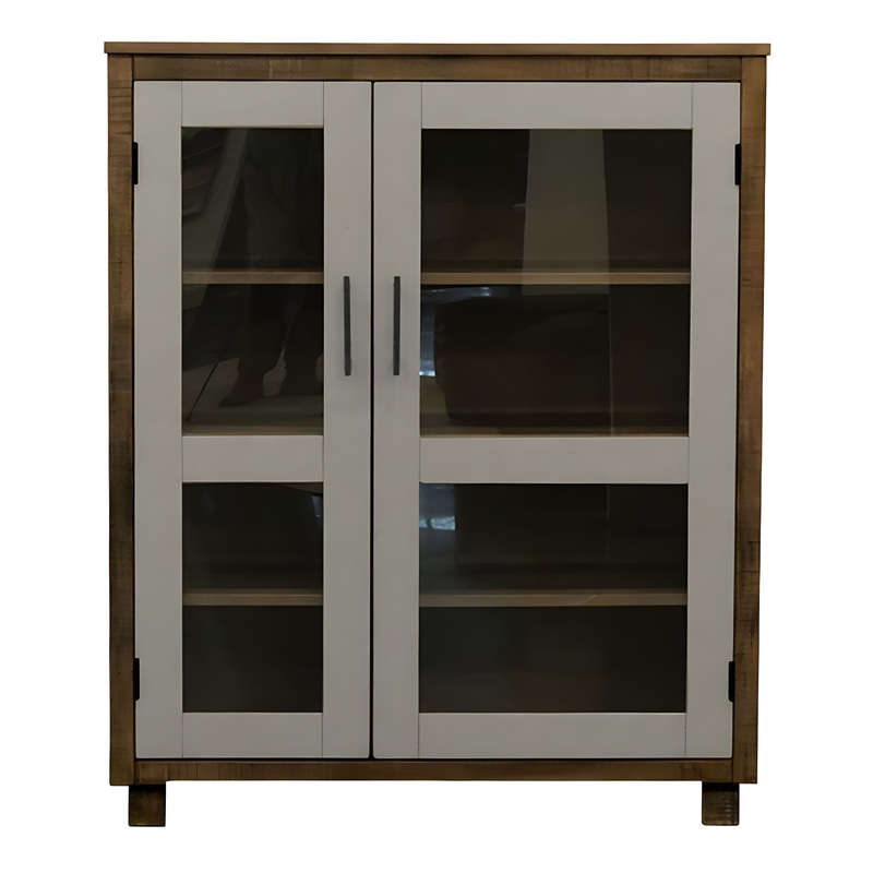 Trevor Brown and Taupe Mahogany Wood Display Cabinet