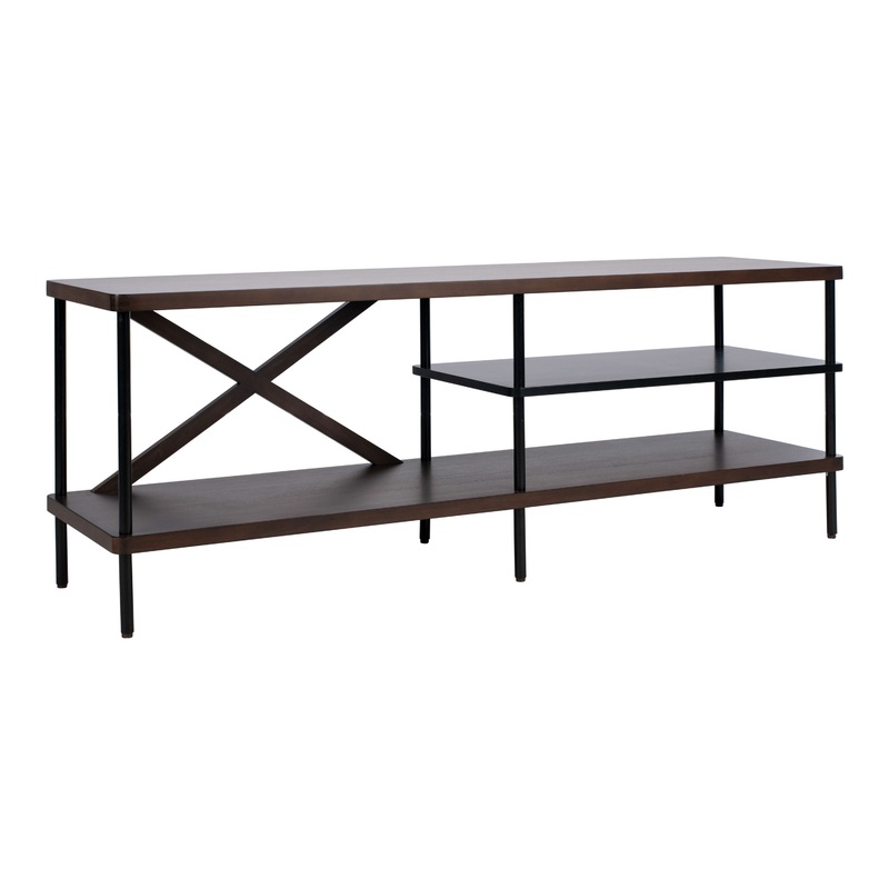Triton Black Metal and Walnut Media Stand