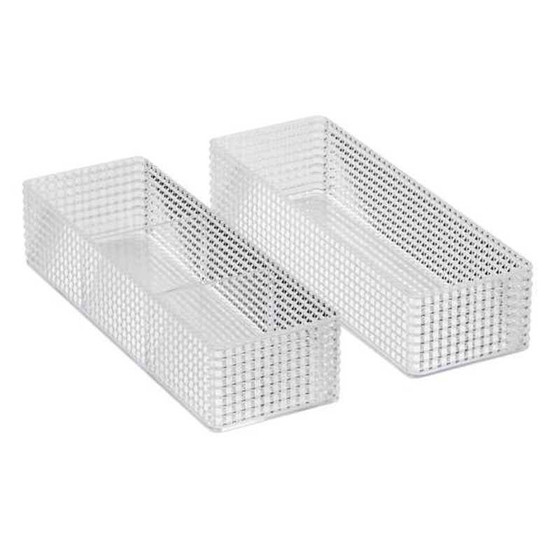 2-Piece Clear Diamond Texture Stackable Drawer Organization Set