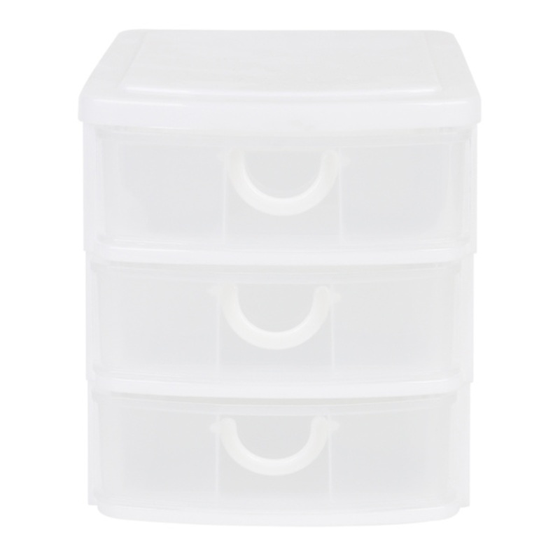 3-Drawer White & Clear Mini Storage Organizer