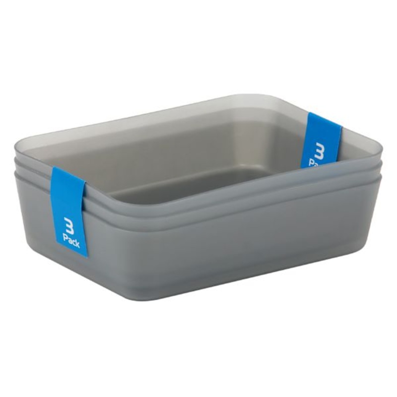 3-Pack Drawer Organizer, Grey