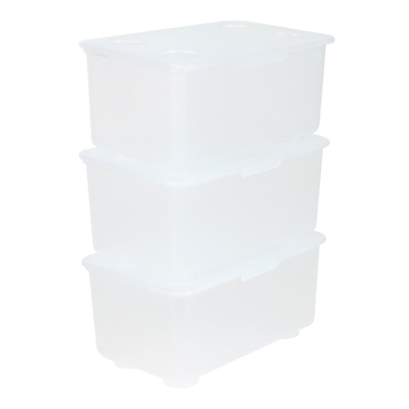 3-Pack Mini Stacking Storage Box, Clear