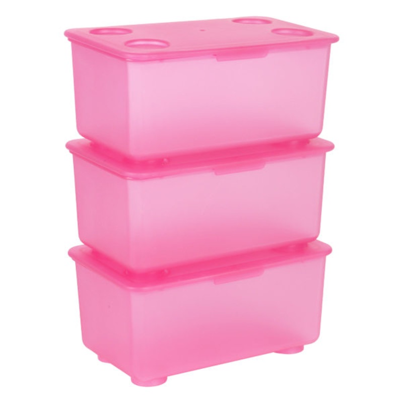 3-Pack Mini Stacking Storage Box, Pink