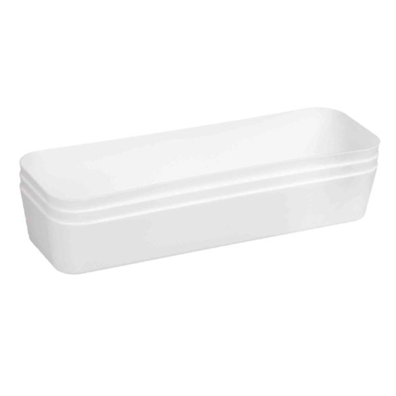 3-Pack Rectangle Drawer Organizer, White