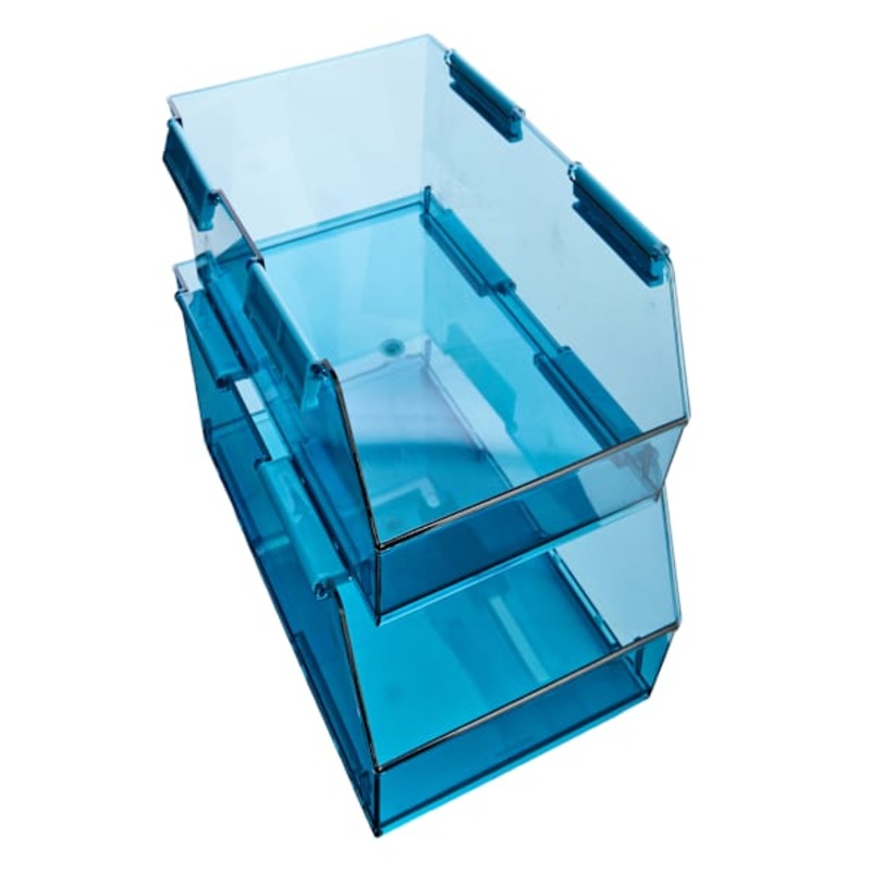 2-Piece Blue Stackable Storage Bin, Large