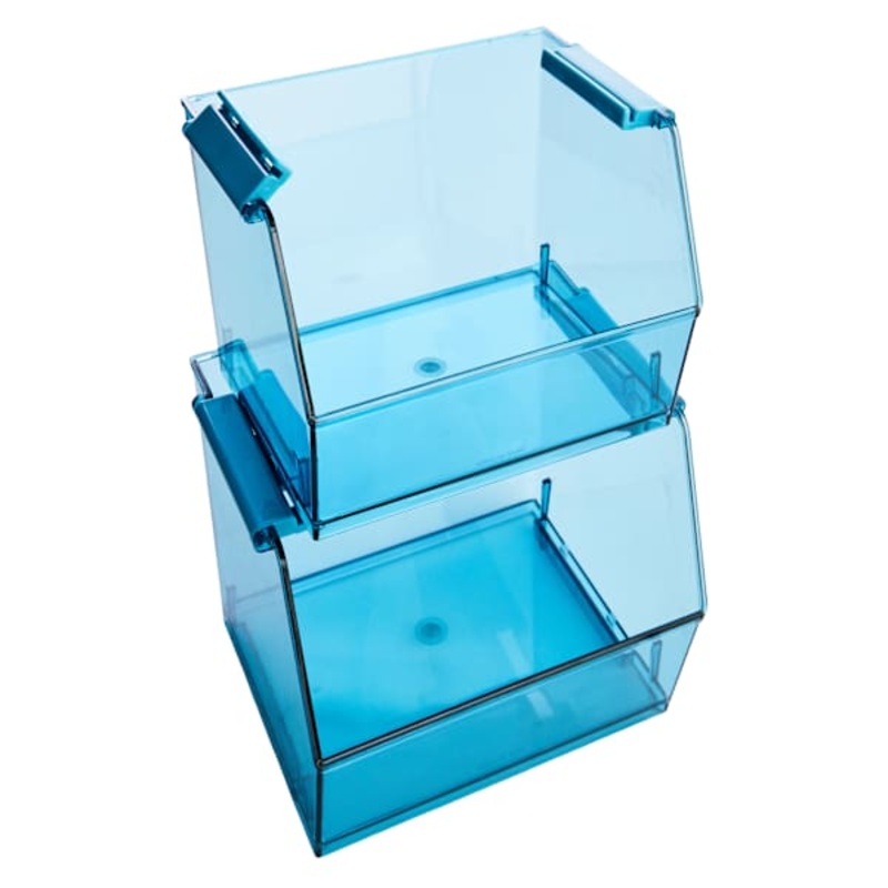 2-Piece Blue Stackable Storage Bin, Small