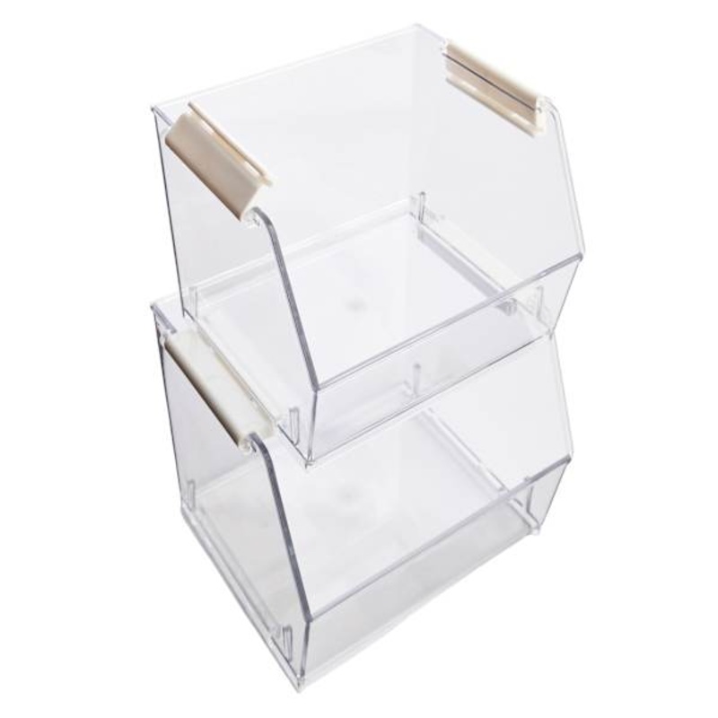 2-Piece Clear Stackable Storage Bin Set, Small