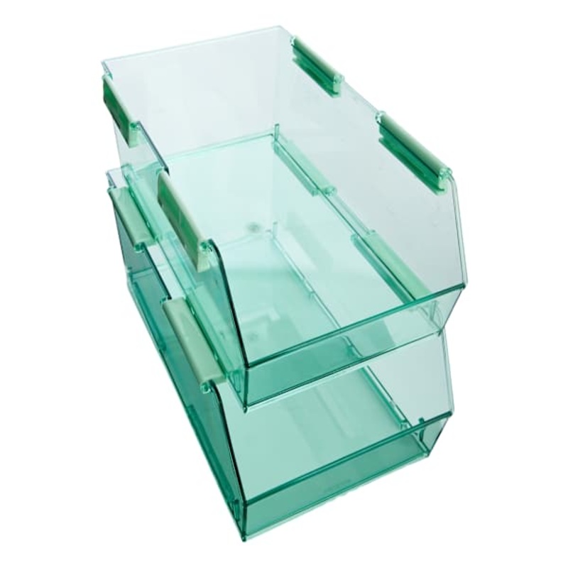 2-Piece Green Stackable Storage Bin, Large