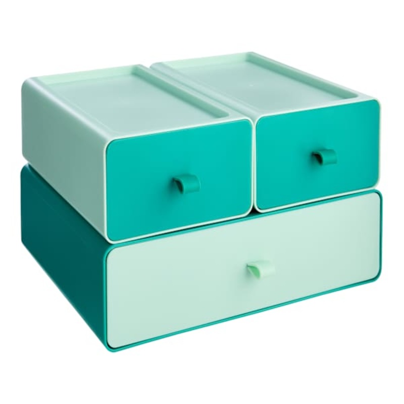 3-Piece Green Stackable Drawers