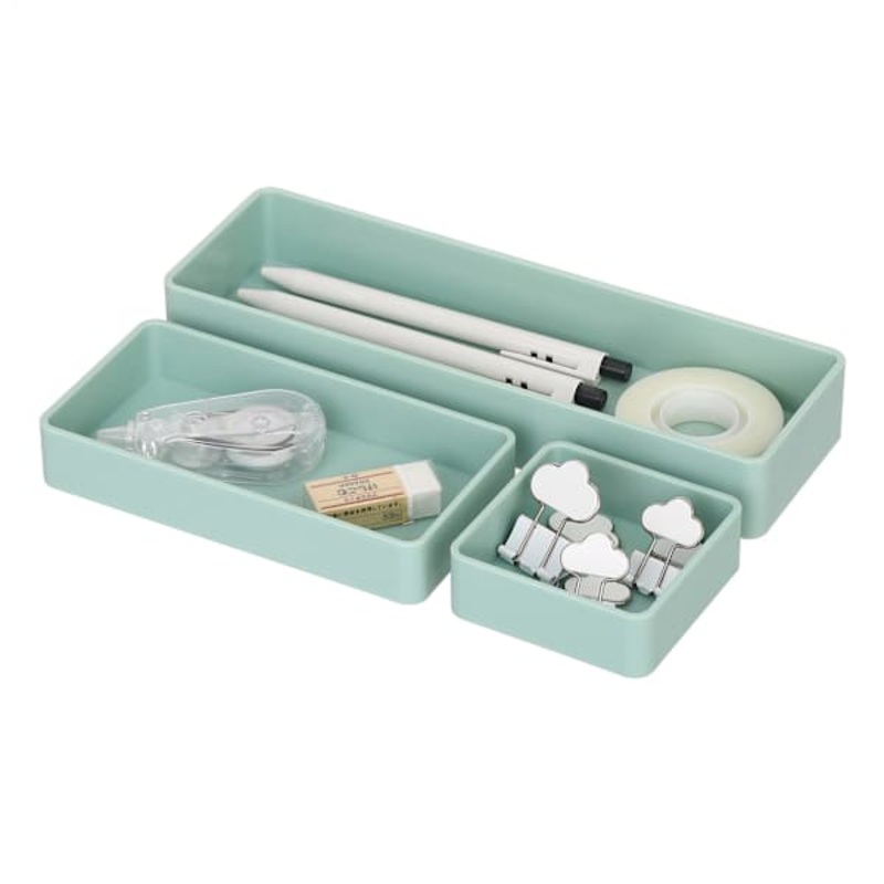 3-Piece Stackable Organization Set, Sage Green