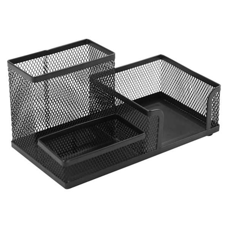 3-Section Black Metal Mesh Organizer