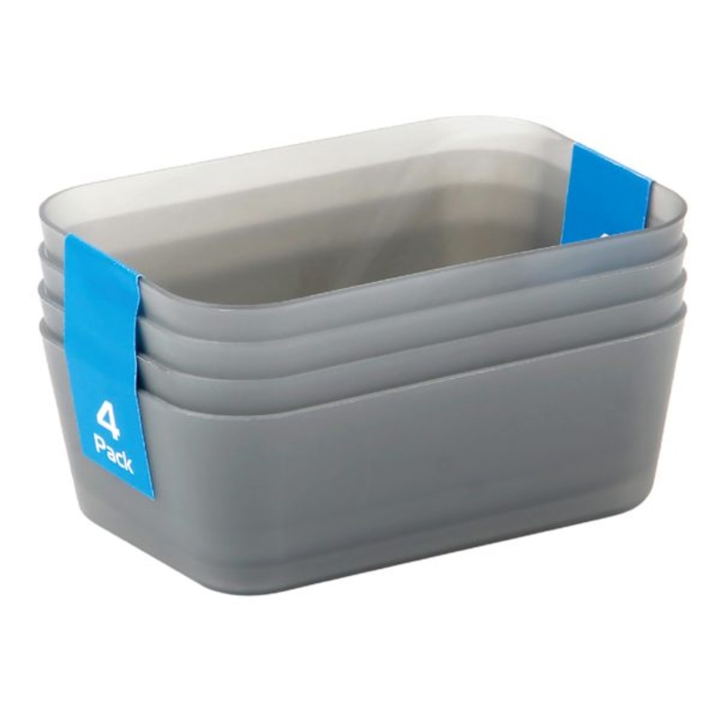 4-Pack Drawer Organizer, Grey