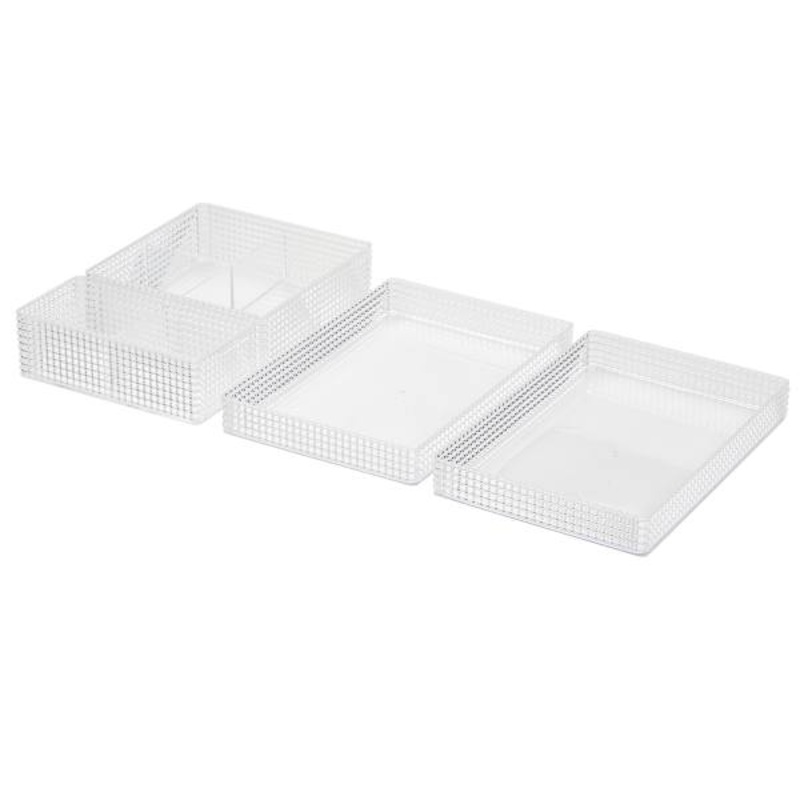 4-Piece Clear Diamond Texture Stackable Drawer Organization Set