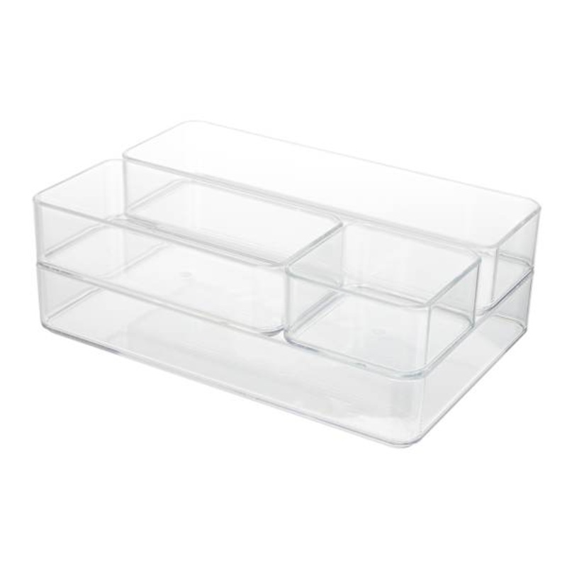 4-Piece Stackable Organization Set, Clear