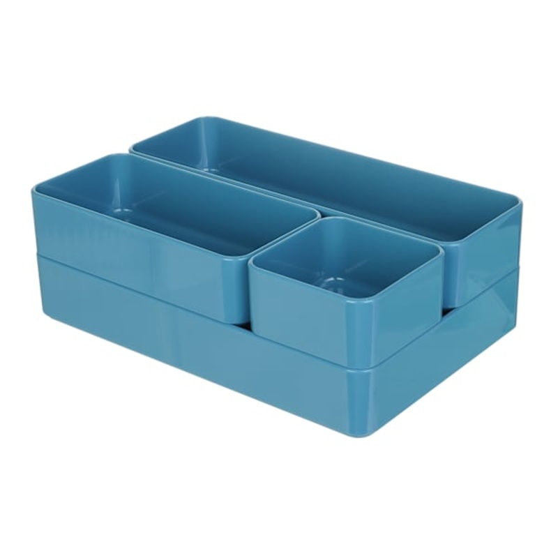 4-Piece Stackable Organization Set, Opaque Blue