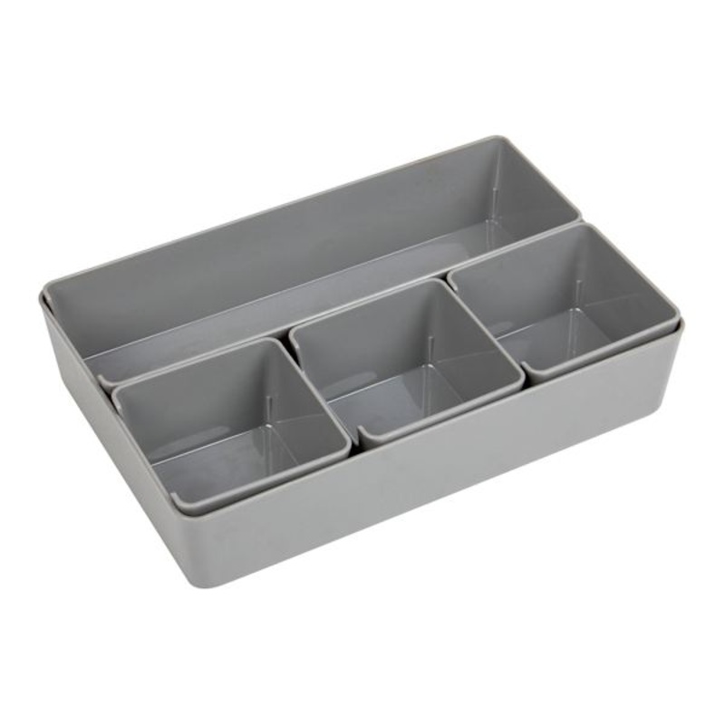 5-Pack Drawer Bin, Grey