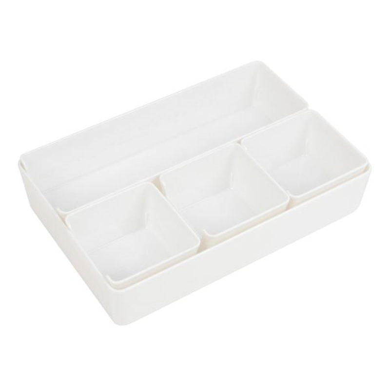 5-Pack Drawer Bin, White