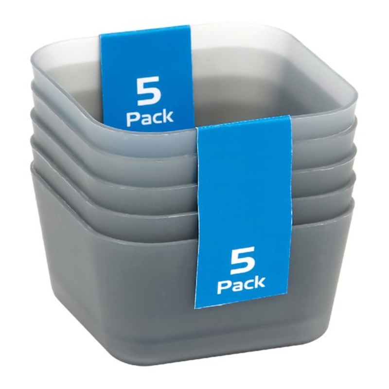 5-Pack Drawer Organizer, Grey
