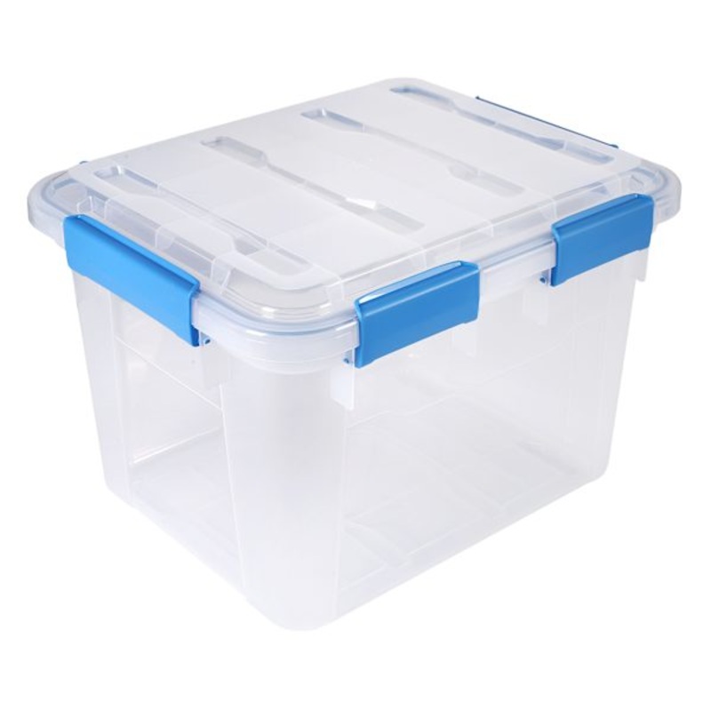 Waterproof File Box Clear with Blue Clasps