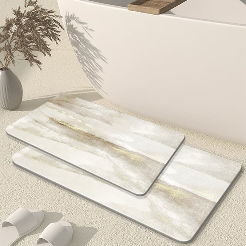2 Pieces Modern Non-Slip Rectangle Bath Mat Abstract Rug 16 x 24″ & 20″ x 32″