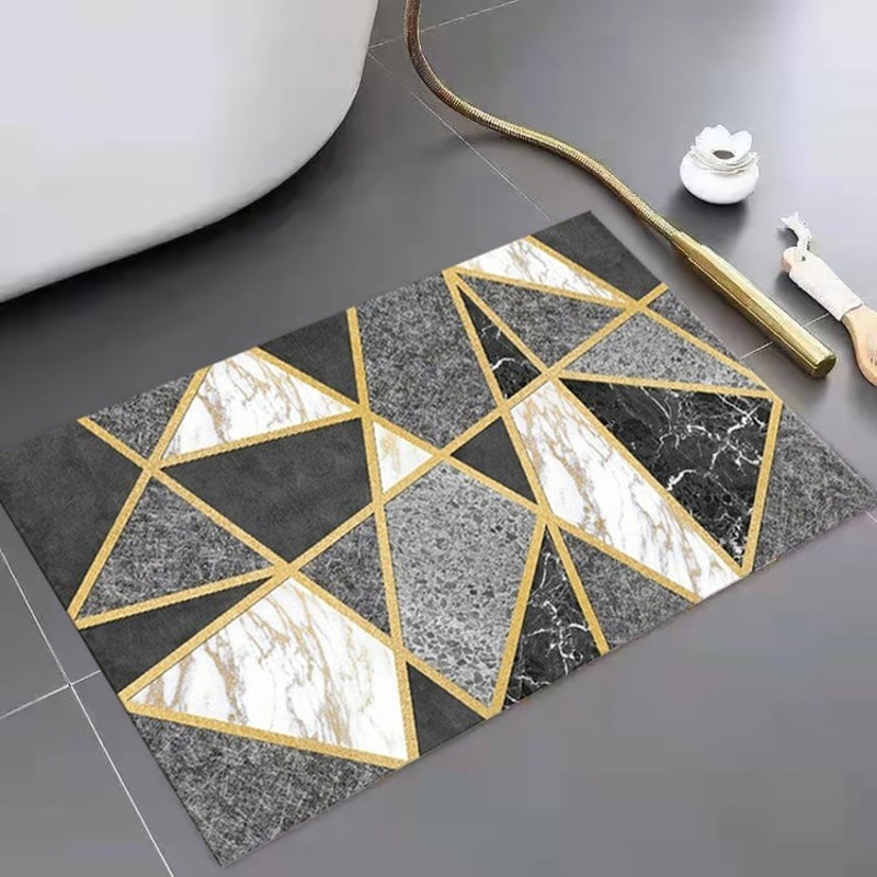 Modern Geometric Non-Slip Soft Bath Mat 16″ x 24″ Rectangle Abstract Bathroom Rug