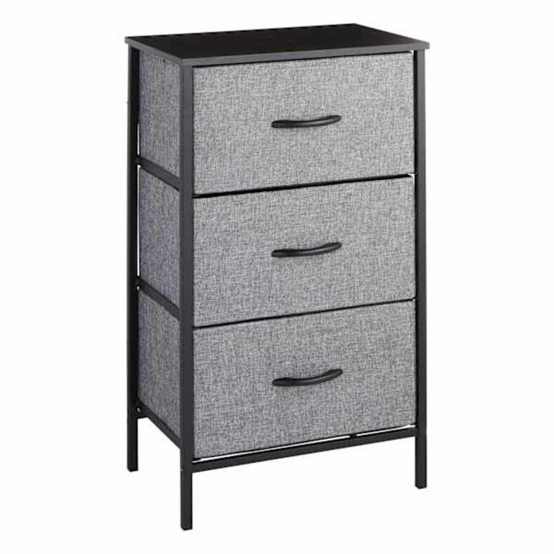 Seth 3-Drawer Storage Tower, Dark Grey