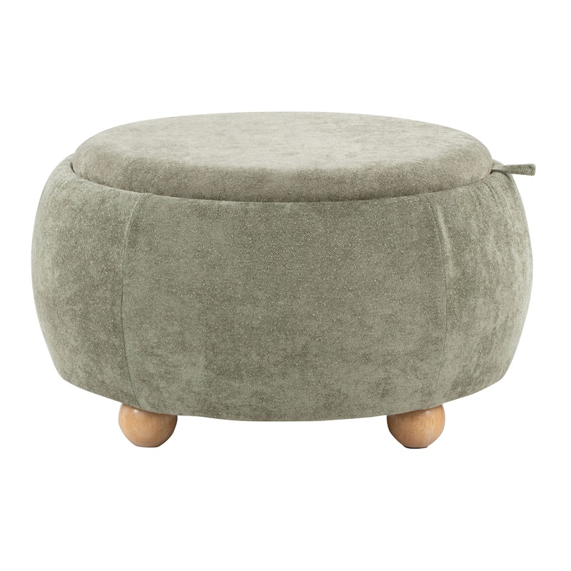 Shiloh Round Upholstered Storage Ottoman with Tray Top