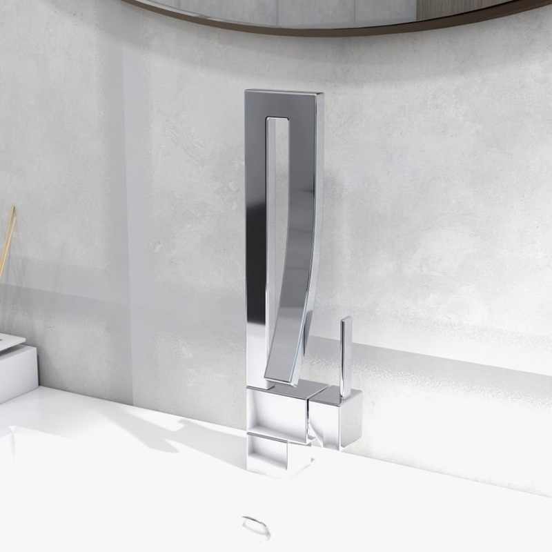 Single Handle Single Hole Bathroom Sink Faucet with Waterfall Spout in Chrome Brass