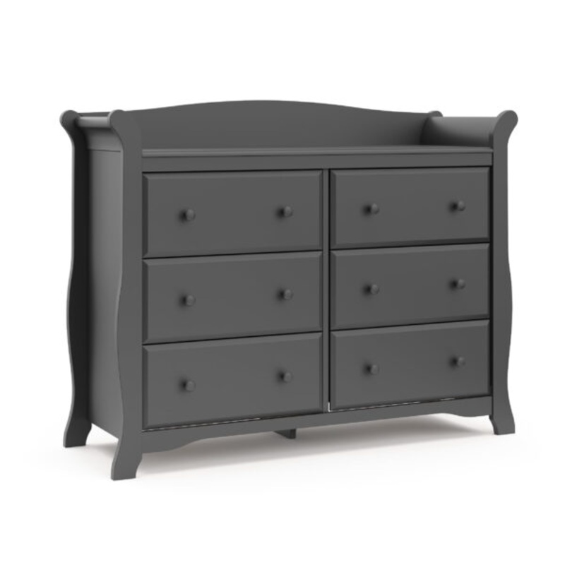 Storkcraft Avalon 6 Drawer Classic Double Dresser Gray