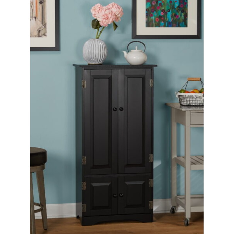Versatile Wood 4-Door Floor Cabinet, Black