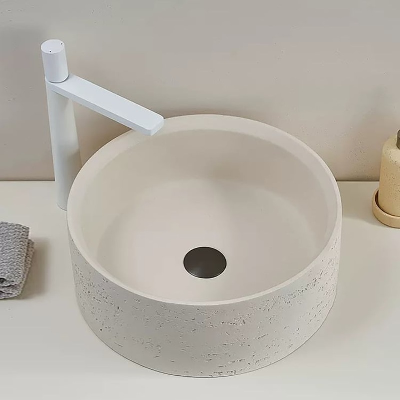15.9″ Stone Resin Janpadi Round Vessel Sink Modern Art Sink