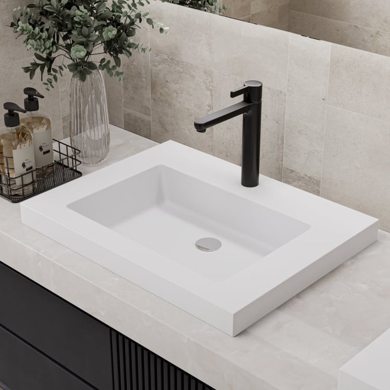 23″Rectangular Concrete white Drop-in Bathroom Sink