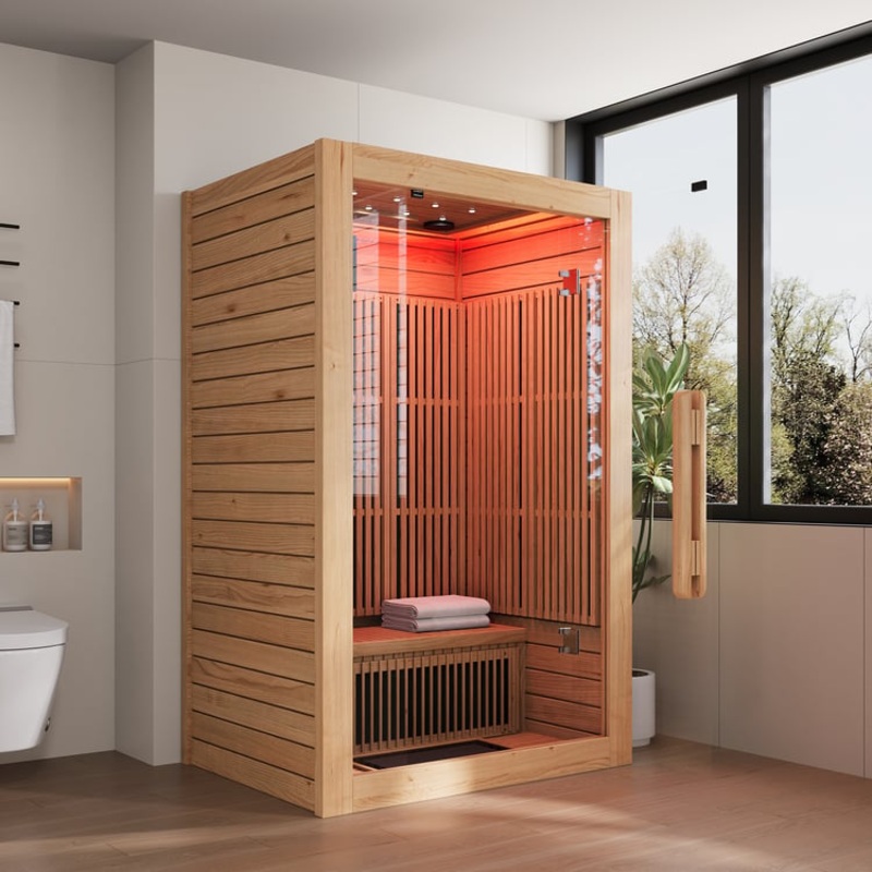 2-Person Indoor Infrared Sauna with Bluetooth & Starry Lights