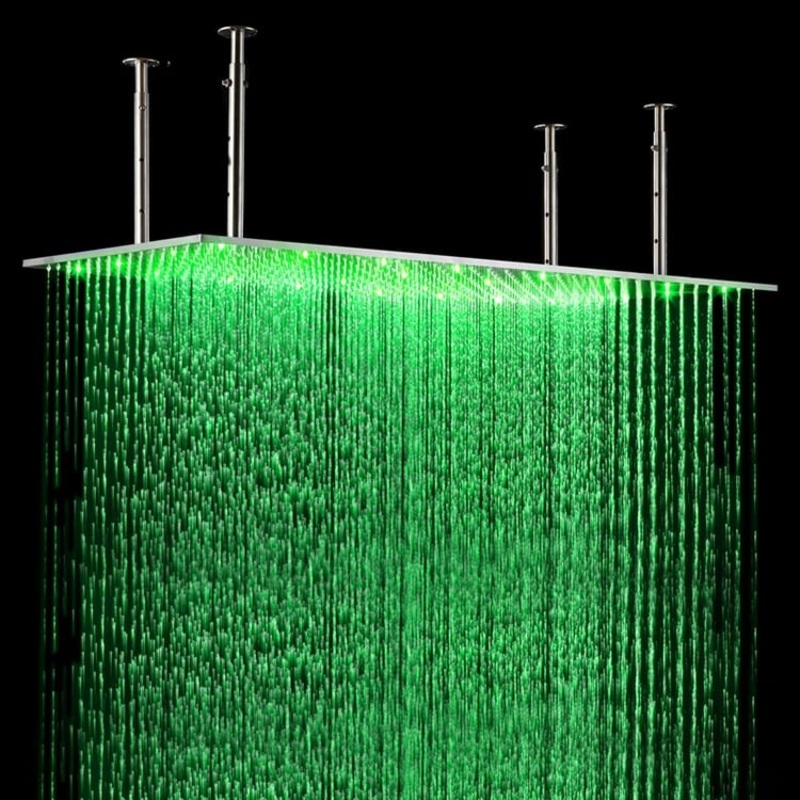 20″x40″ LED Stainless Steel Rectangle Ceiling Mounted Bathroom Shower Head Chrome