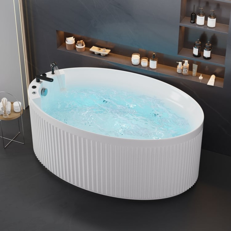 67″ Fluted Acrylic Jacuzzi Bathtub with Jetted Massage Temperature Control
