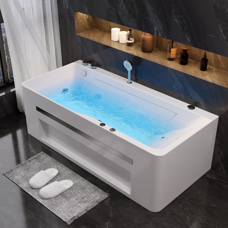 67″ Large Jacuzzi Bathtub with Jetted & LED Lighting 97-Gallon Capacity