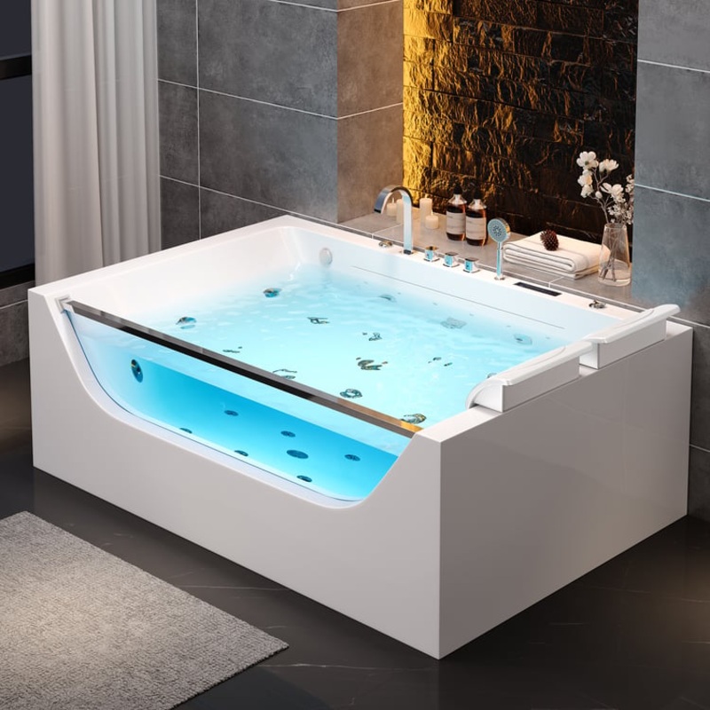 70.8″ Rectangular Jacuzzi Bathtub Acrylic Jetted with Thermostat Control