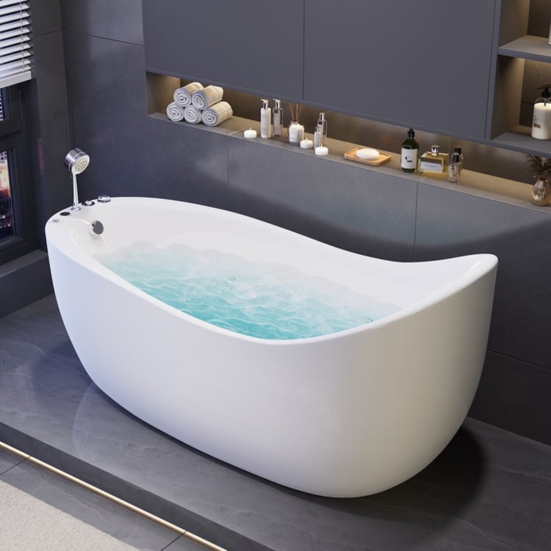 70.9″ Modern Oval Acrylic Massage Bathtub with Thermostat Control